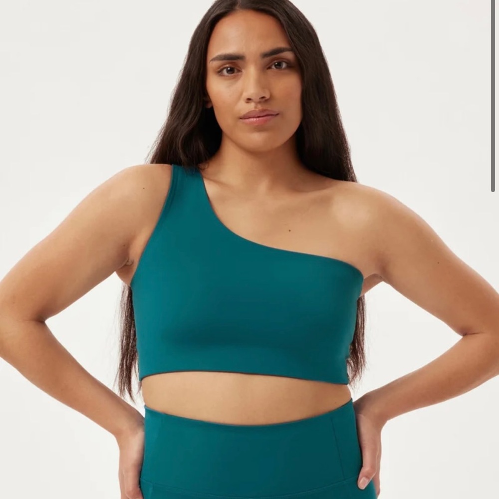 Girlfriend Collective One Shoulder Top Lime Citrine Small